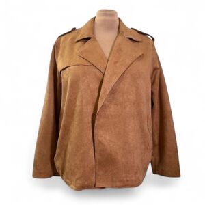 TAHARI Plus Size Faux Suede Leather Moto Jacket Tobacco Tan, NWT! NEW! Size 3X